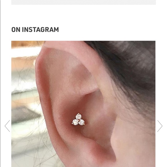 Large Diamond Trinity Threaded Stud Maria tash - Picture 4 of 6